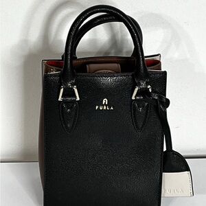 NWOB Furla Magnolia Mini Black Leather Top-Handle Bag